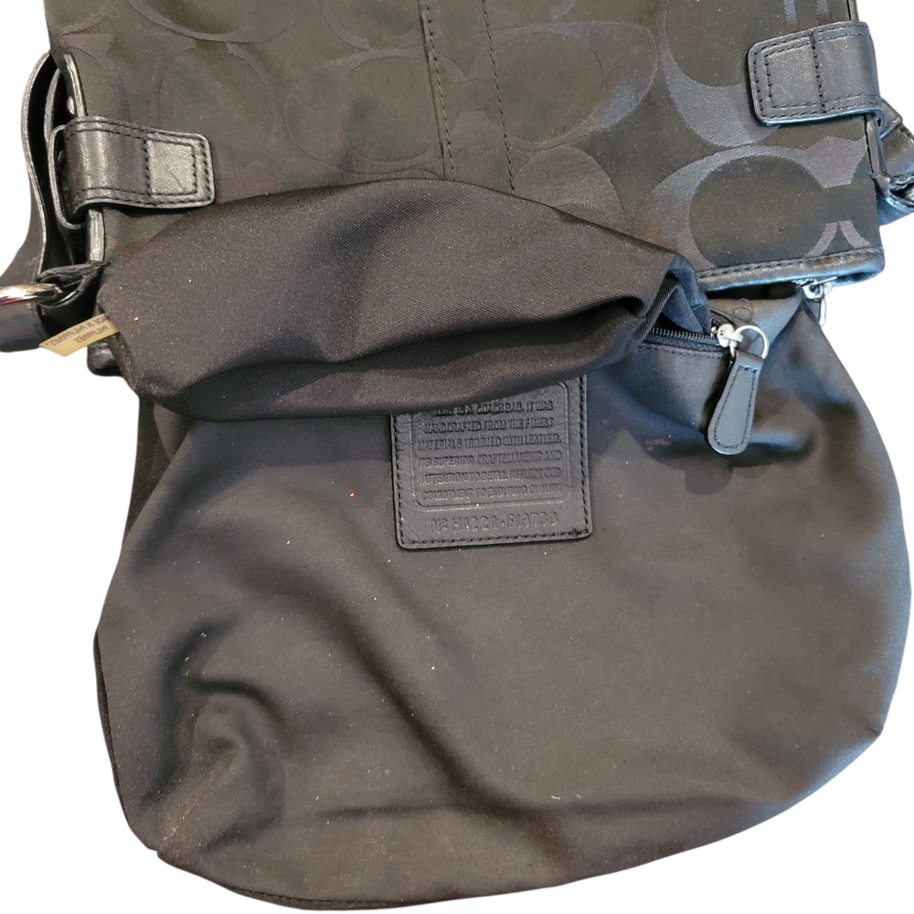 Coach F19730 Black Gallery Optic Signature Silver Chain SHARP bag Purse - Picture 6 of 6